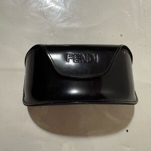FENDI Black PATENT Leatherette FOLDOVER Logo SUNGLASSES Glasses SOFT Case ONLY